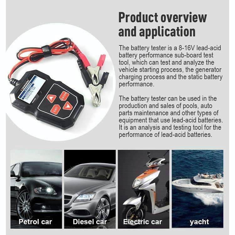 KONNWEI KW208 Car TFT Color Screen Battery Tester Support 8 Languages