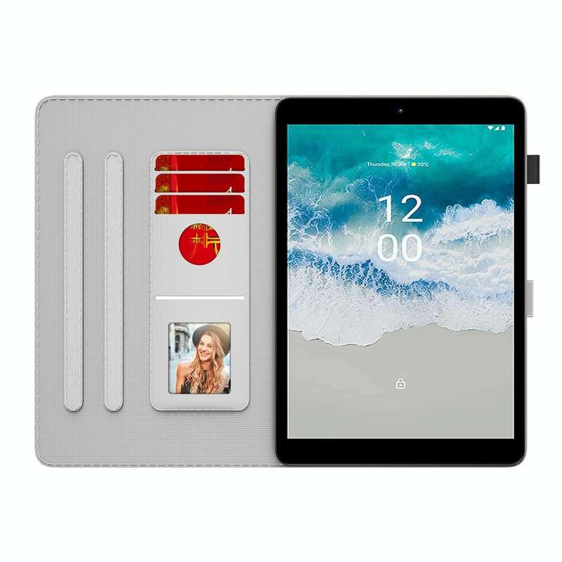For Nokia T10 Watercolor Pattern Flip Leather Tablet Case(Cyan Green)