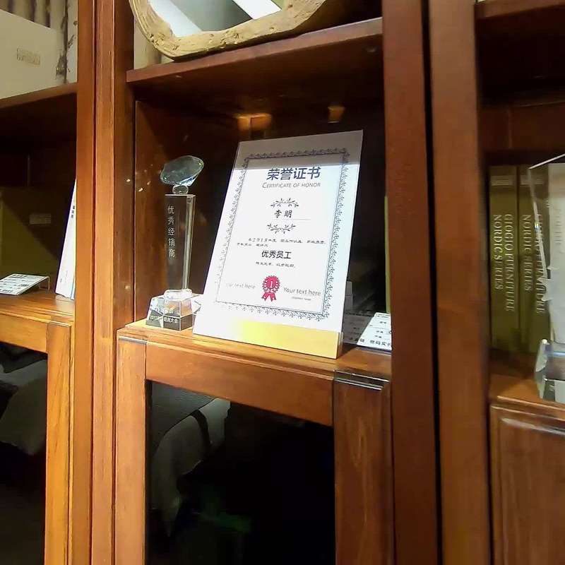 Transparent Acrylic Wooden Base Certificate Photo Frame Horizontal Beech