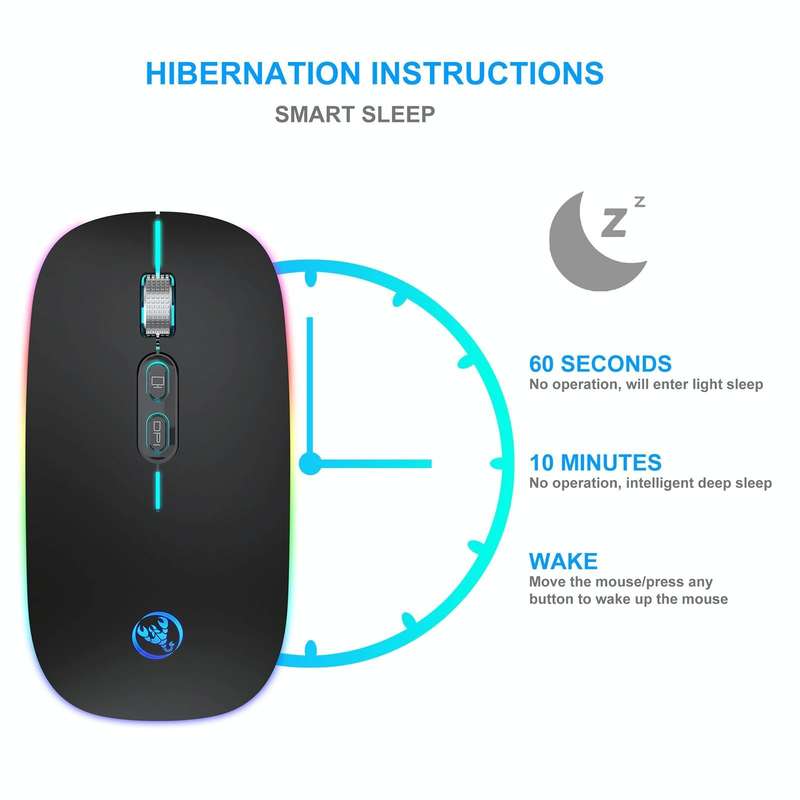 HXSJ M103FG 1600dpi Adjustable 2.4G + Bluetooth RGB Light Wireless Mouse(Black)