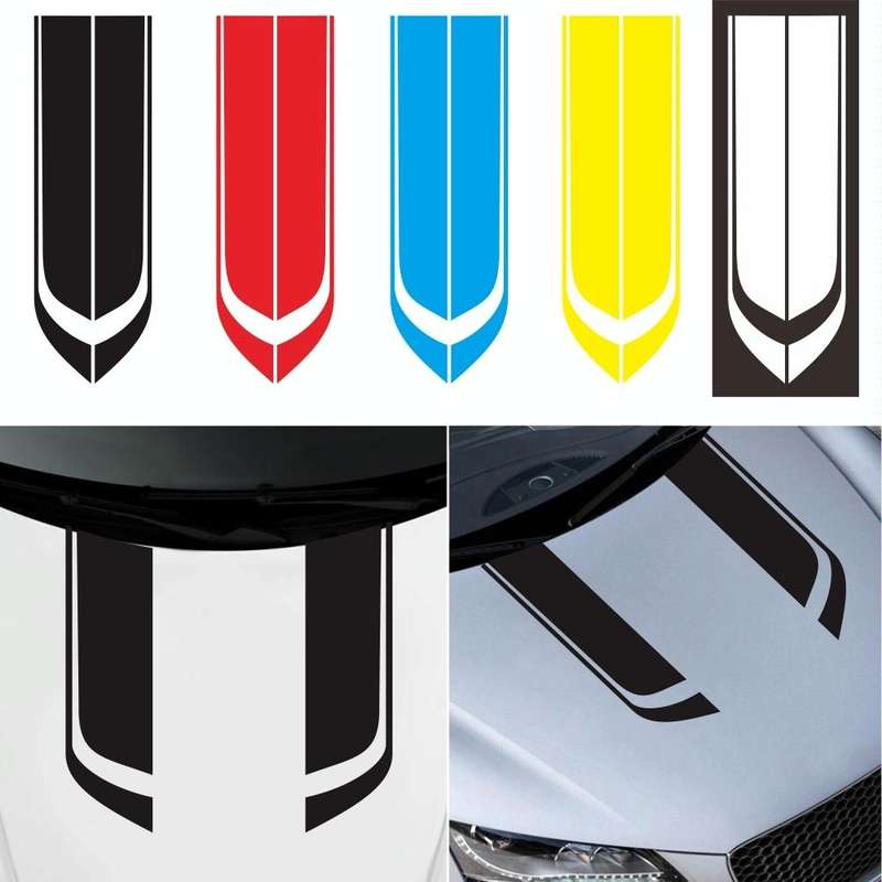 D-711 Stripe Pattern Car Modified Hood Decorative Sticker(Black)