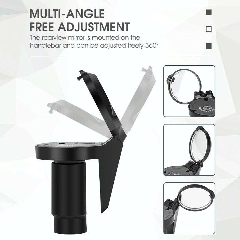 WEST BIKING Bicycle Handlebar Convex Rear View Mirror(Black)