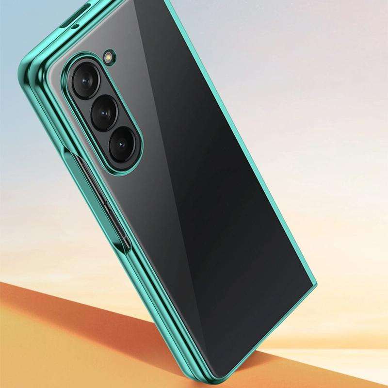 For Samsung Galaxy Z Fold5 5G Transparent Electroplating All-inclusive Folding Phone Case(Champag...