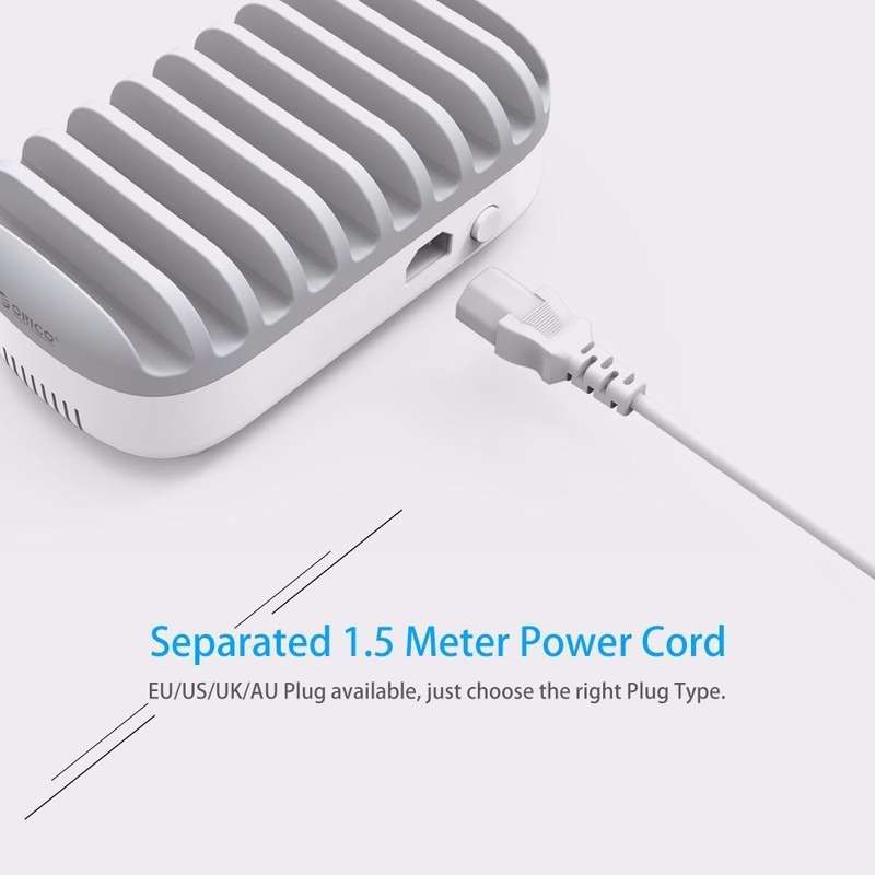 ORICO DUK-10P 120W 10 USB Ports Smart Charging Station with Phone & Tablet Stand, EU Plug(White)