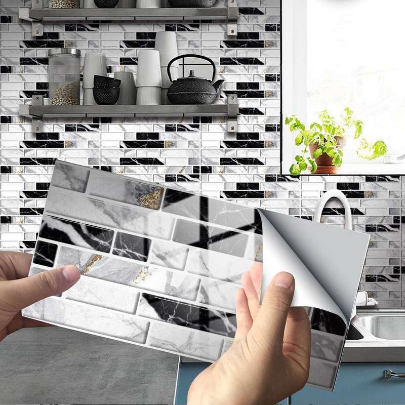 12 PCS 10 x 20cm Brick Pattern Crystal Film Glossy Tile Sticker Floor Sticker(Kit029)