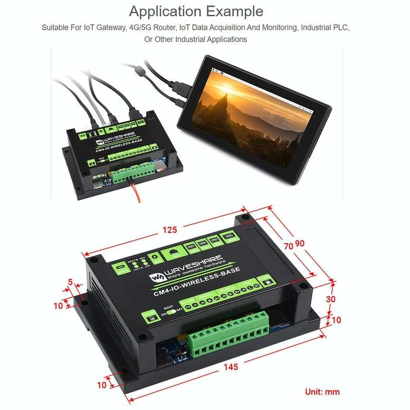 Waveshare Industrial IoT Wireless Expansion Module for Raspberry Pi CM4(US Plug)