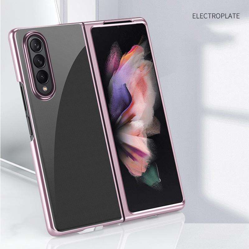 For Samsung Galaxy Z Fold3 5G Electroplated Transparent Folding Case(Black)
