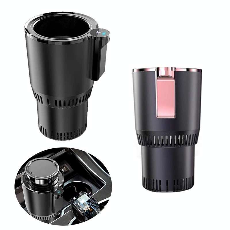 2-in-1 Smart Car Cup Cooler Outdoor Travel Heater Portable Auto Mini Refrigerator 12V Cooling Hea...