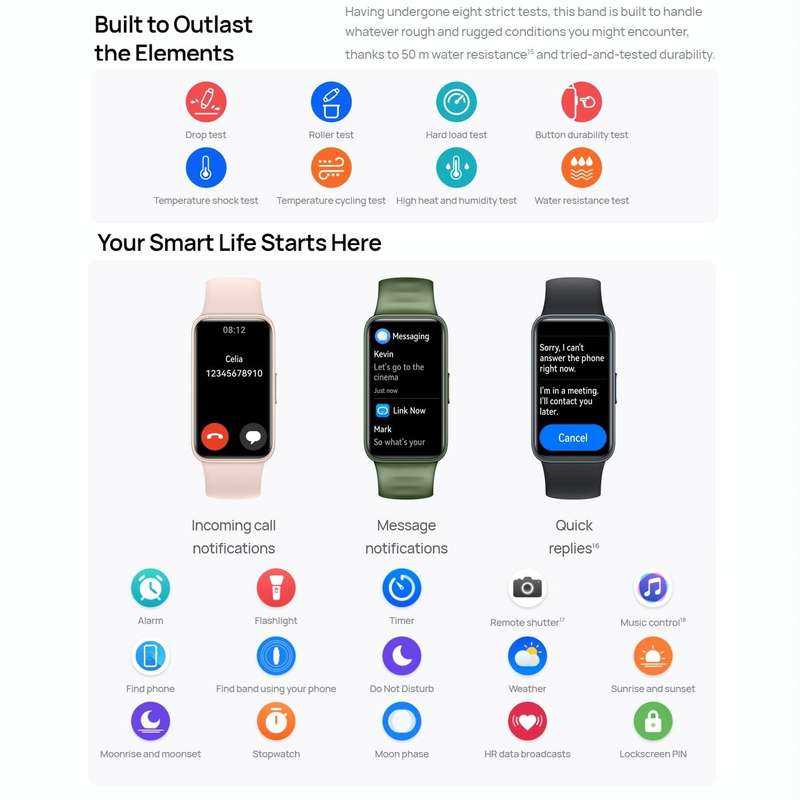 HUAWEI Band 8 Standard 1.47 inch AMOLED Smart Watch, Support Heart Rate / Blood Pressure / Blood ...
