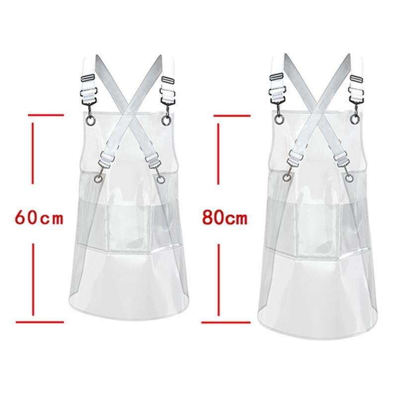 30 Silk Long 80cm Transparent TPU Apron Solid Color Webbing Adjustable Work Apron(Pink + Pink Web...