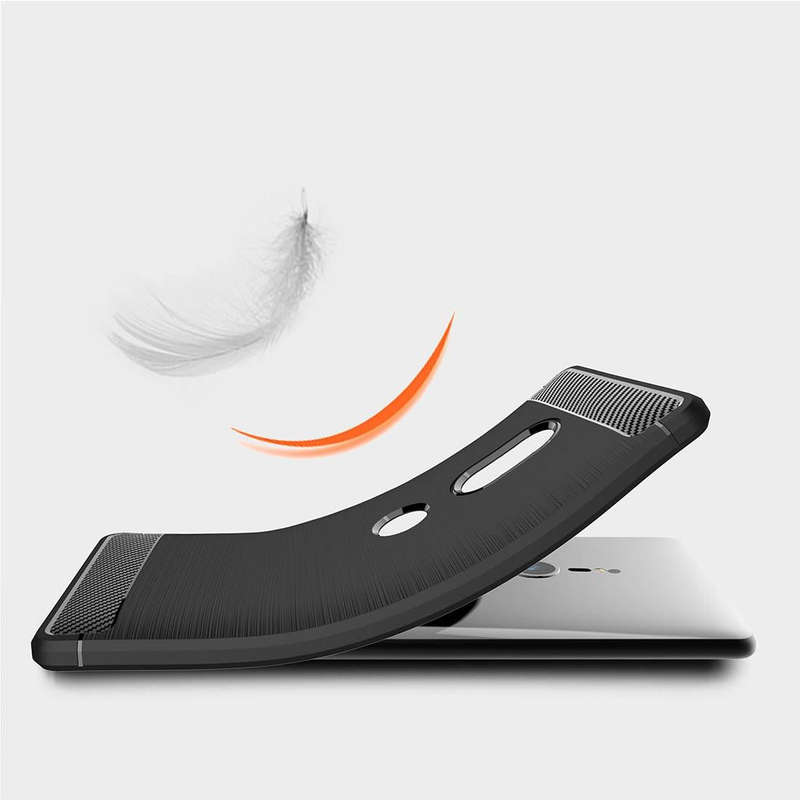 For Sony Xperia XZ2 Brushed Texture Carbon Fiber Shockproof TPU Protective Back Case(Black)
