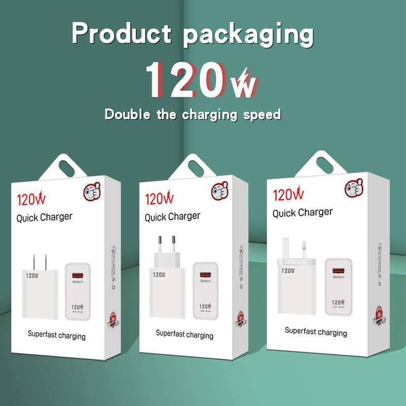 120W USB Super Fast Charging Charger Suitable for Xiaomi 12 / 12 Pro and Huawei / vivo, Plug Size...
