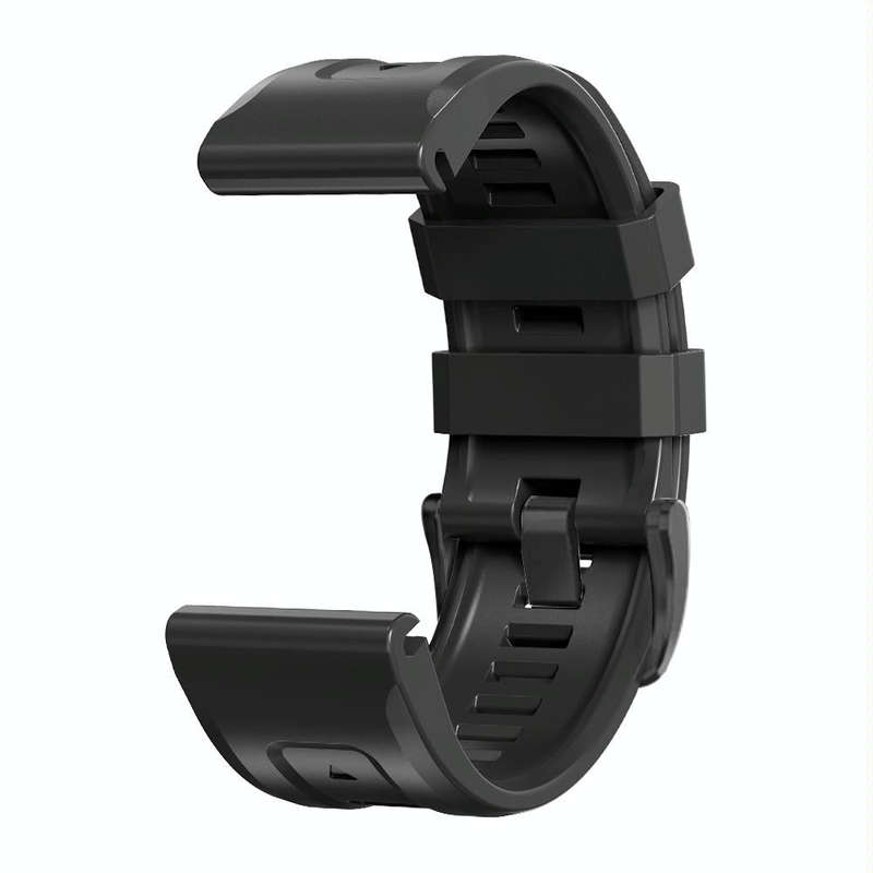 For Garmin Fenix 7X / 6X / 5X 26mm Black Buckle Silicone Watch Band(Black)