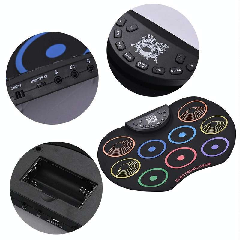 USB Colorful Hand Roll Electronic Drum Children Percussion Instrument