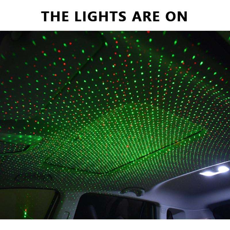Car Two-color USB Star Dome Light Atmosphere Laser Projection Decorative Light, Voice Control Ver...
