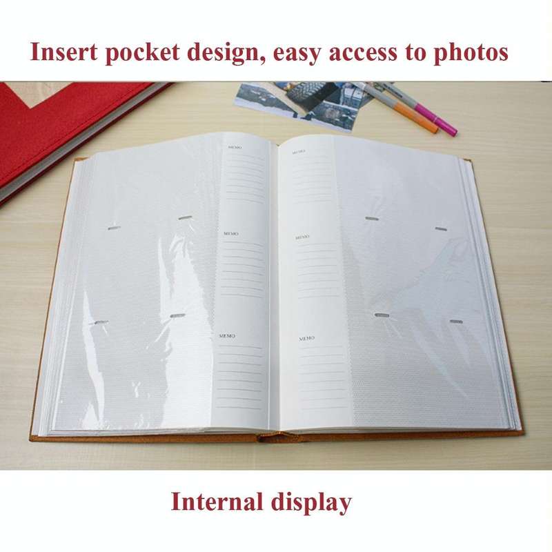 4R 6 Inch 300 Sheets Cloth Photo Album Retro Insert Photo Album Postcard Storage Photo Album(Orange)