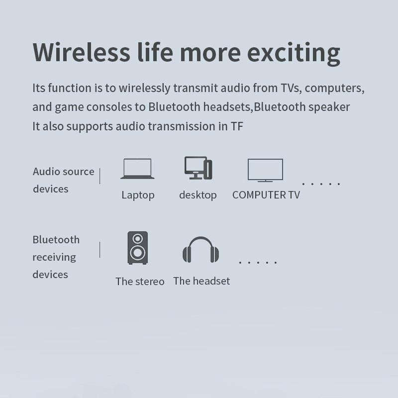 T6 Bluetooth 5.0 Computer TV Transmitter Fiber coaxial AUX Multifunction TF Card HiFI Bluetooth A...