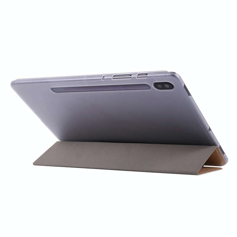 For Samsung Galaxy Tab S8 / Galaxy Tab S7 / T870 Silk Texture Three-fold Horizontal Flip Leather ...