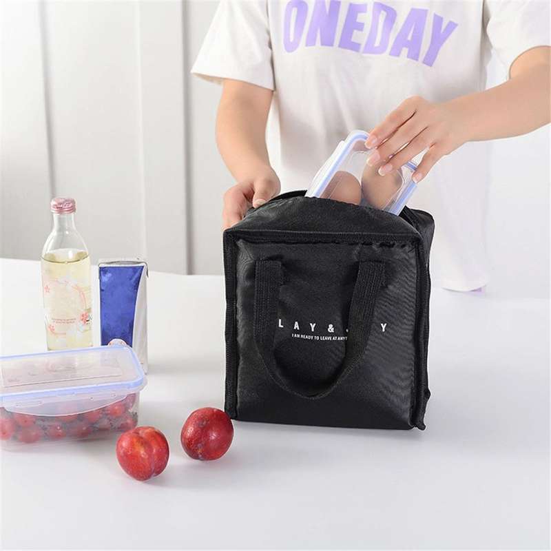 Multifunctional Portable Insulated Lunch Box Bag(Lunch White Stripes)