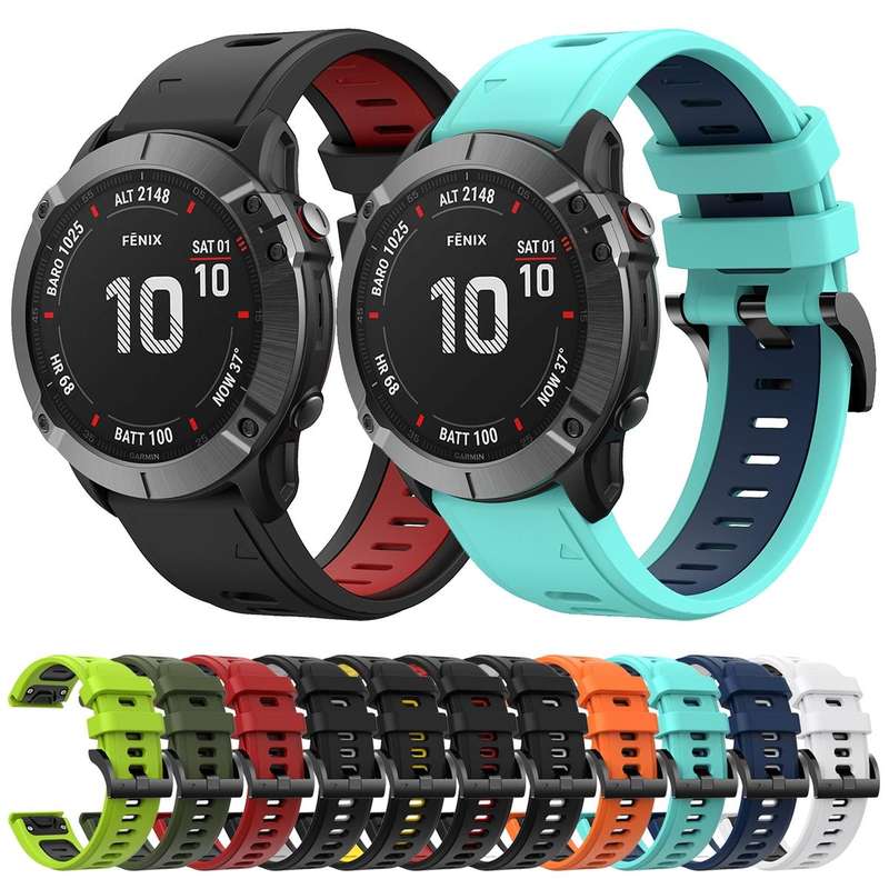 For Garmin Fenix 6 GPS 22mm Two-Color Sports Silicone Watch Band(Orange+Black)