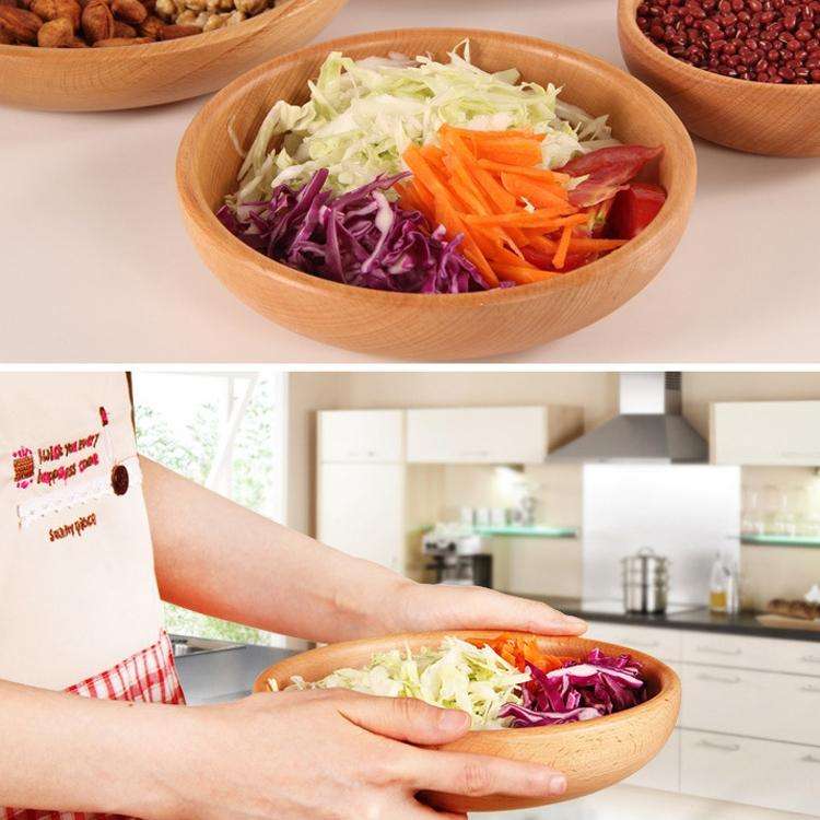 Round Fruit Plate Salad Bowl Thick Wood Dried Fruit Plate Fruit Sushi Plate, Specification: 15cm