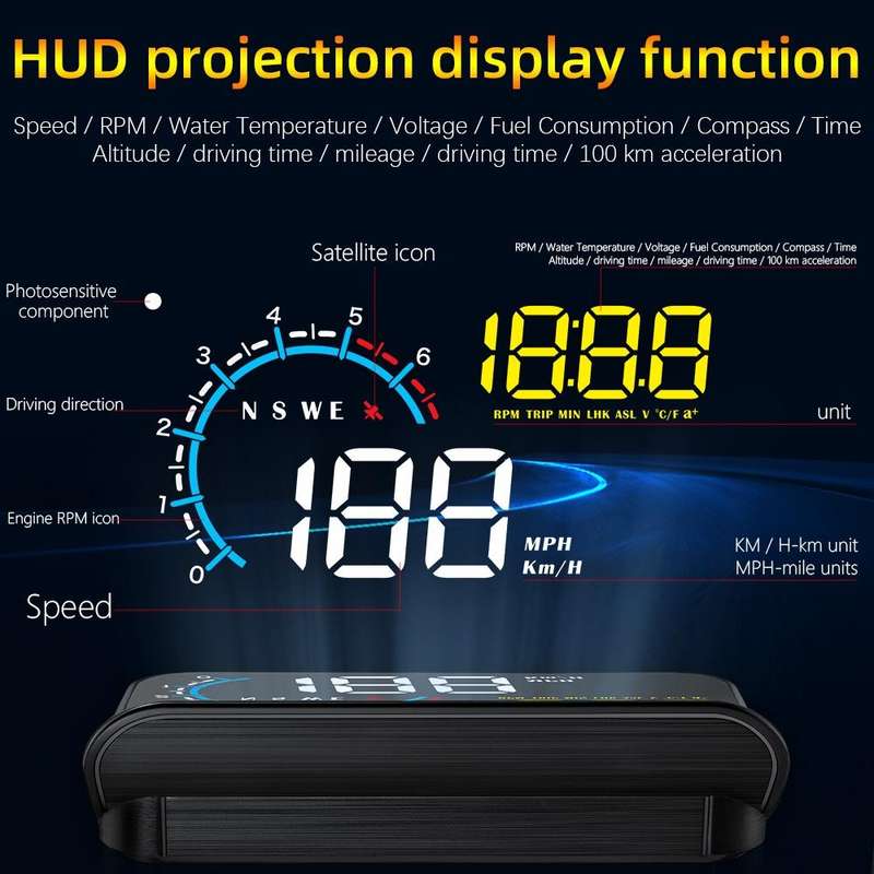 M12 OBD2 + GPS Mode Car Head-up Display HUD Overspeed / Speed / Water Temperature / Low Voltage /...