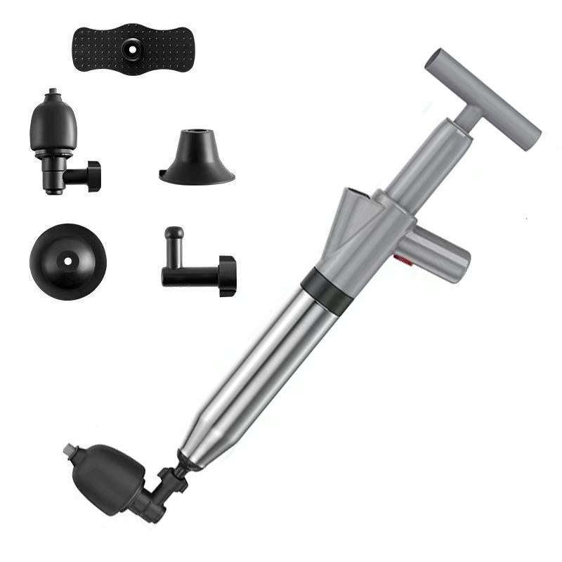 Toilet Pipe Dredger Toilet Sewer Floor Drain Clogged Household High Pressure Pneumatic Tool(Gray)
