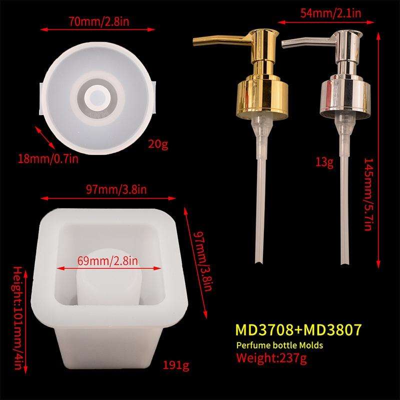 DIY Perfume Bottle Mold Drop Hand Bottle Mirror Bottle Mold, Specification: MD3708 + Gold Silver ...