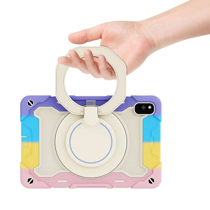 For Huawei MatePad 10.4 Armor Contrast Color Silicone + PC Tablet Case(Colorful Pink)