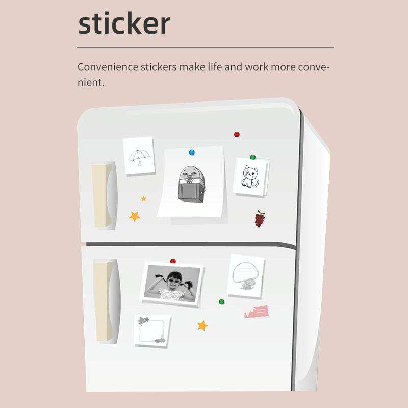 X6 200DPI Student Homework Printer Bluetooth Inkless Pocket Printer Pink 5 Printer Papers+5 Sicke...