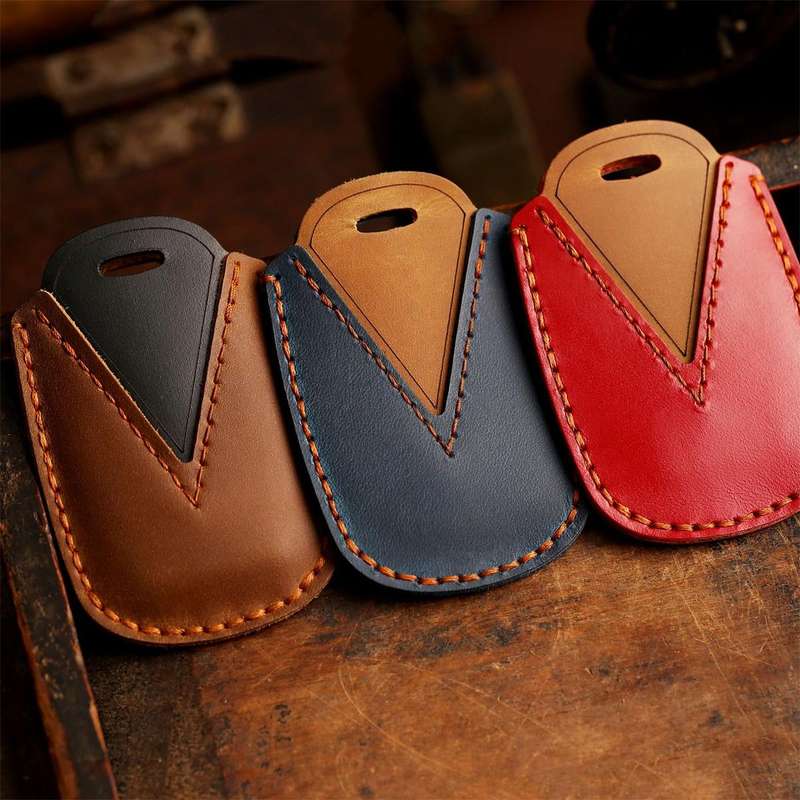 For Land Rover Car Cowhide Leather Key Protective Cover Key Case (Brown)