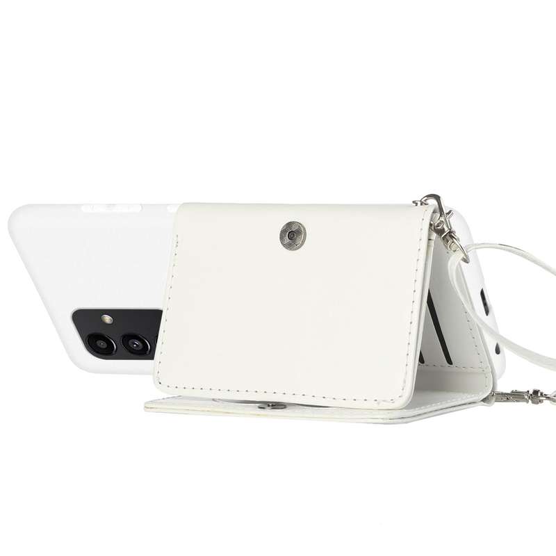 For Samsung Galaxy A34 5G Crossbody Lanyard Wallet Card Bag Phone Case(White)