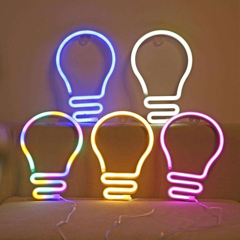 Bulb Neon Light Battery USB Dual-Power LED Decorative Modeling Lamp(Warm Light)