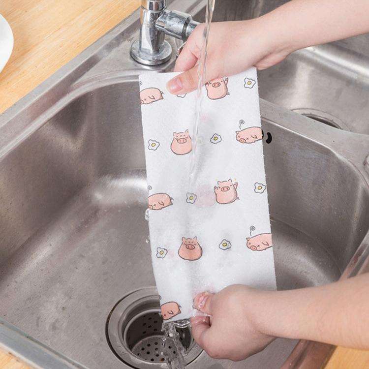 50 Sheets Washable Lazy Rag Kitchen Non-woven Cloth Wet and Dry Dual-use Dish Towel(White)