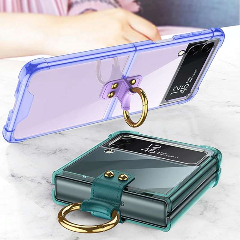 For Samsung Galaxy Z Flip4 GKK Airbag Protective Phone Case with Ring(Black)