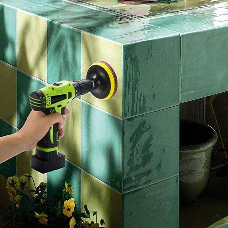 13 in 1 4 inch Sponge Scouring Pad Floor Wall Window Glass Cleaning Descaling Electric Drill Brus...
