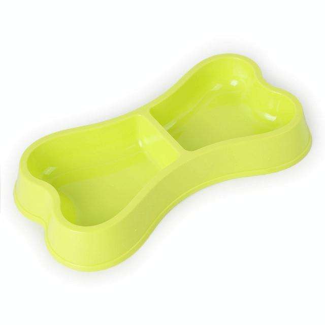 Plastic Dog Bowls Bone-shaped Candy Color Dog Feeder Eco-friendly Double-head Bowls(Light Green)