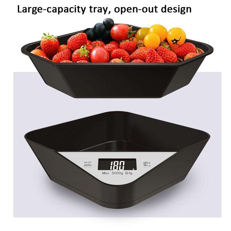5kg/1g Kitchen Electronic Scale Coffee Scales Baking Food Scale Pallet Scale Pet Scale(Black Scal...