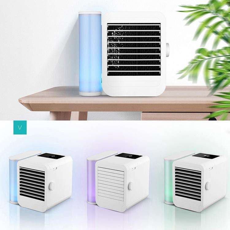 3 in 1 Refrigeration + Humidification + Purification Air Cooler Desktop Cooling Fan with Colorful...