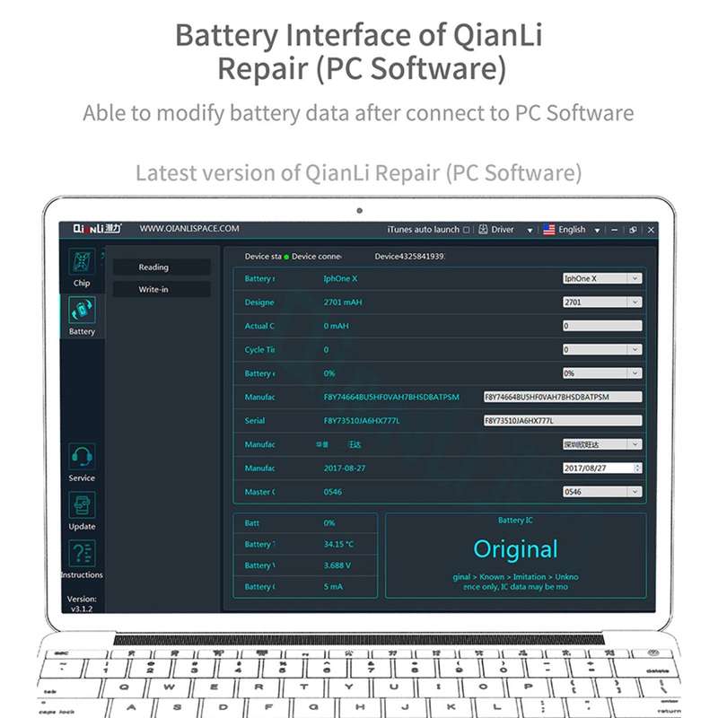 For iPhone 6 - 13 Pro Max Qianli iCopy Plus 2.2 Repair Detection Programmer, Model:Battery Module