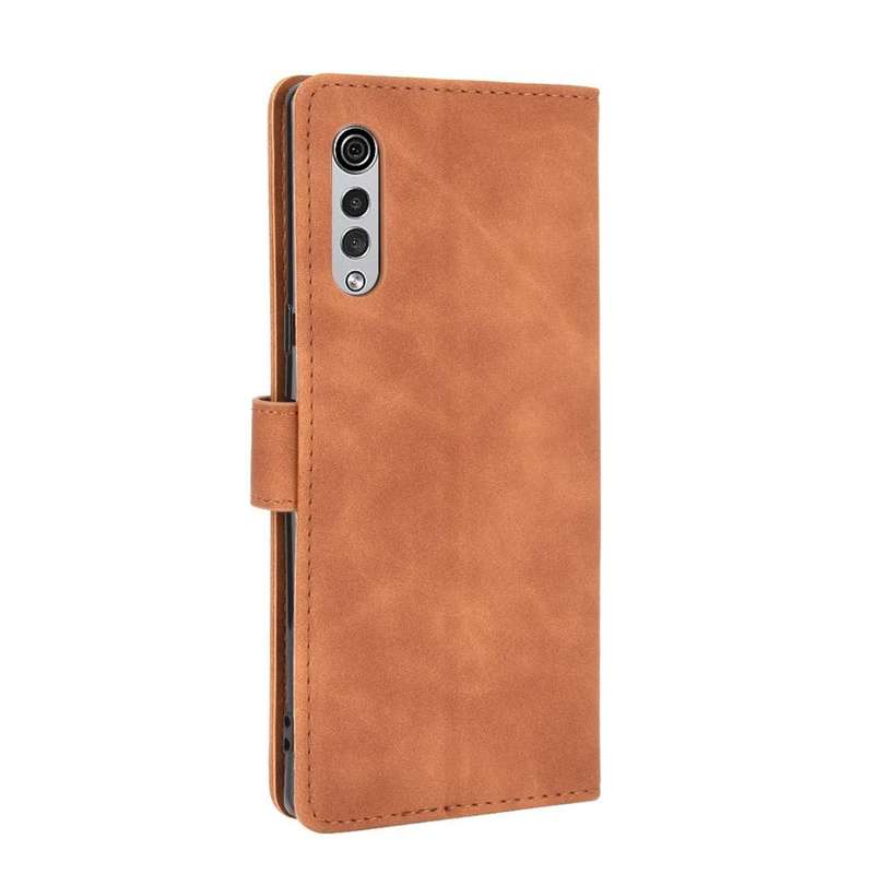 For LG Velvet Solid Color Skin Feel Magnetic Buckle Horizontal Flip Calf Texture PU Leather Case ...