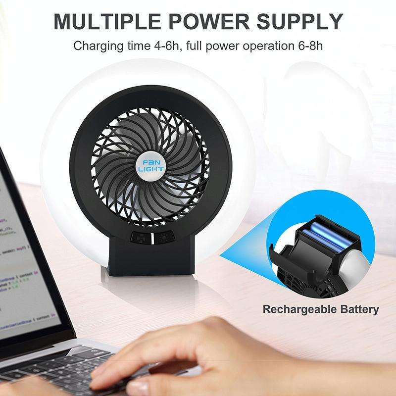TW-8003 Outdoor Camping Light Rechargeable Camping Portable Fan(Black)