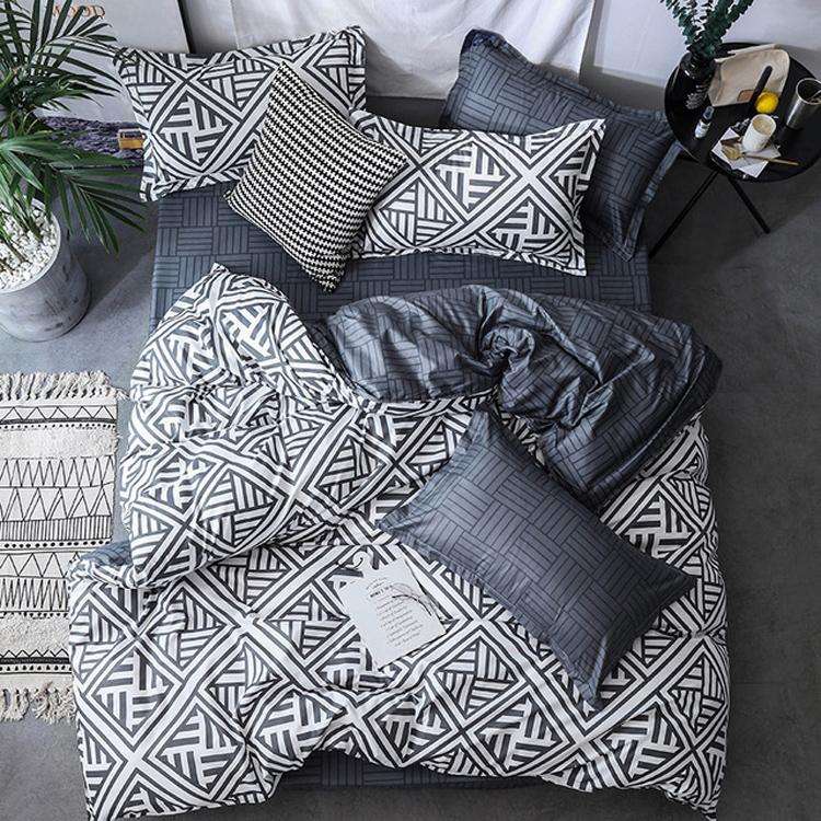 Luxury Bedding Black Marble Pattern Set Sanded Printed Quilt Cover Pillowcase, Size:228x228 cm(Mo...