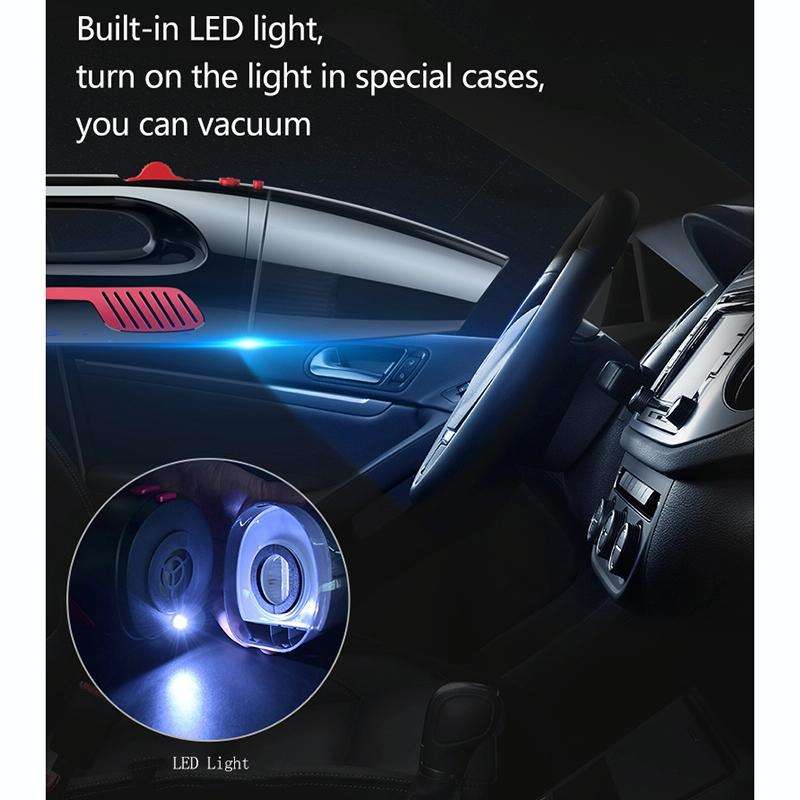 Car Wired Portable 120W Handheld Powerful Vacuum Cleaner with LED Light Cable Length: 5m(White)