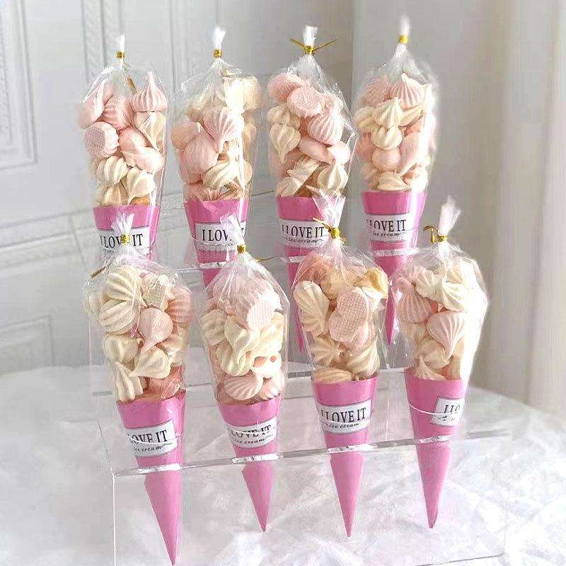 100pcs Disposable Ice Cream Paper Holder Sweet Crispy Tip Bottom Paper(Silver)