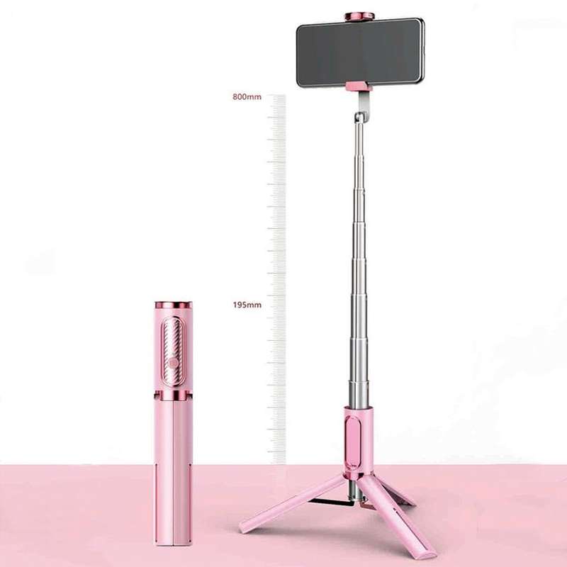 Y202 Bluetooth Selfie Stick With Floor Tripod Stand Mobile Phone Selfie Camera(Pink)