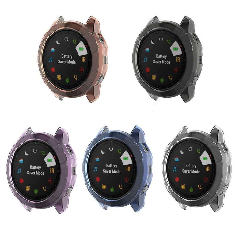 For Garmin Fenix 6X / 6X Pro Smart Watch Half Coverage TPU Protective Case(Transparent Black)