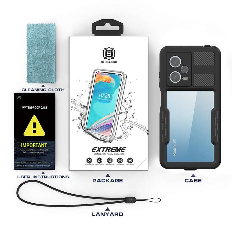 For Xiaomi Redmi Note 12 Pro 5G Global RedPepper IP68 Life Waterproof Phone Case(Black)
