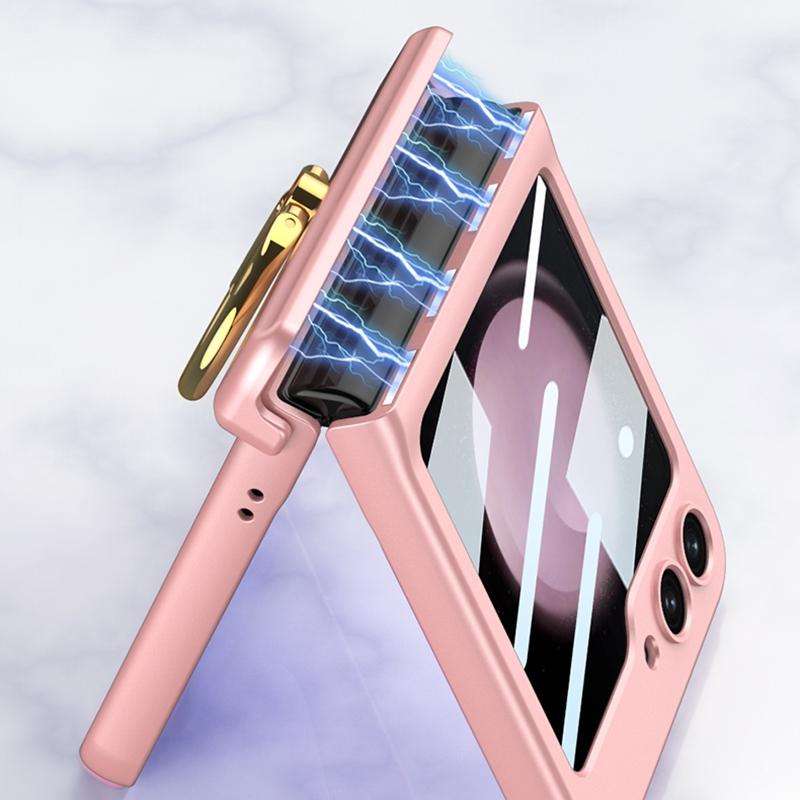 For Samsung Galaxy Z Flip5 GKK Integrated Magnetic Hinge Phone Case with Ring Holder(Purple)
