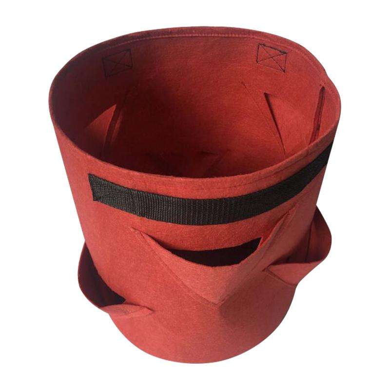 3 Pockets 18L / 5 Gallon Non-woven Felt Strawberry Planting Bag, Size: 23X28cm(Red)